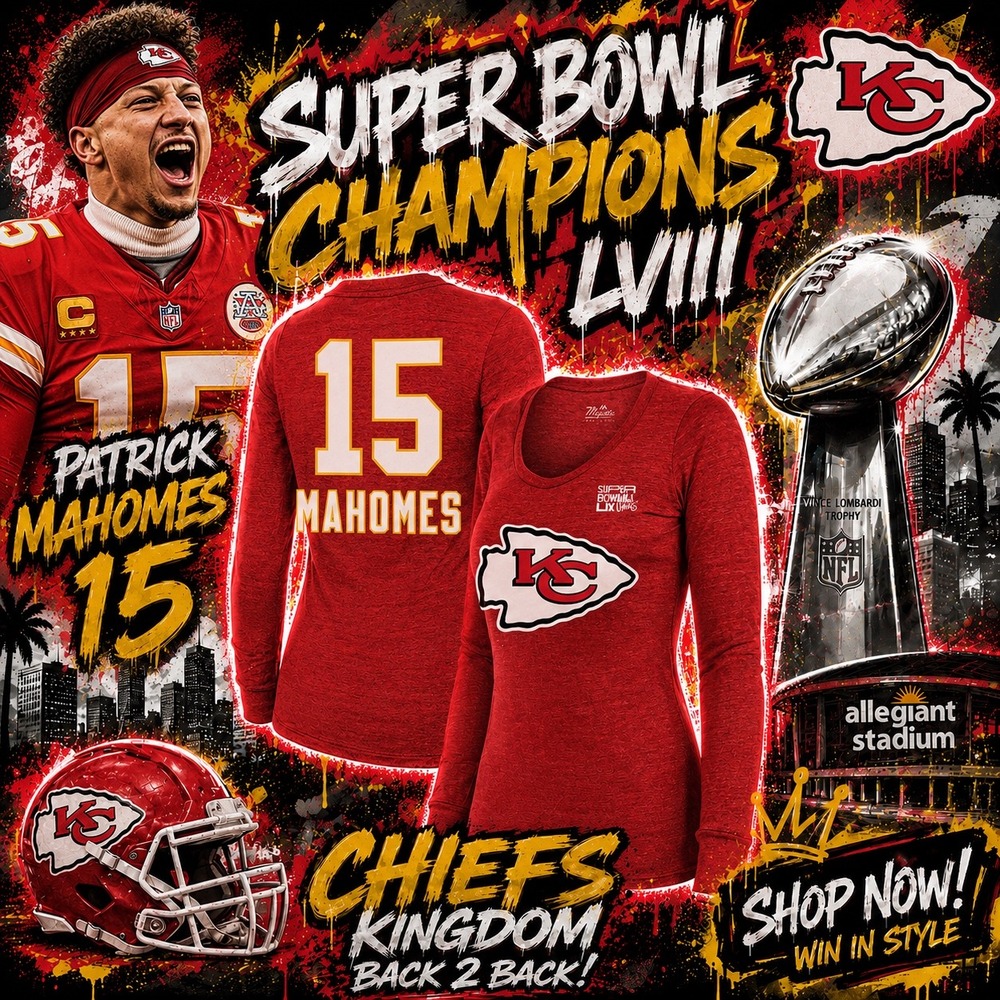 Majestic Threads Kansas City Chiefs Patrick Mahomes Super Bowl LIX Shirt Red SM